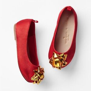 Kate Spade x Gap Kids Red Satin Ballet Flats, Gift Bow, Size 7